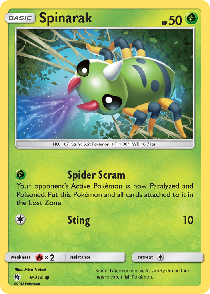 Spinarak (9/214) - Lost Thunder Pokémon Card