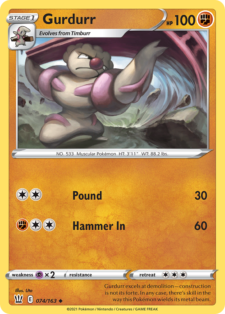 Gurdurr (74/163) - Battle Styles Pokémon Card