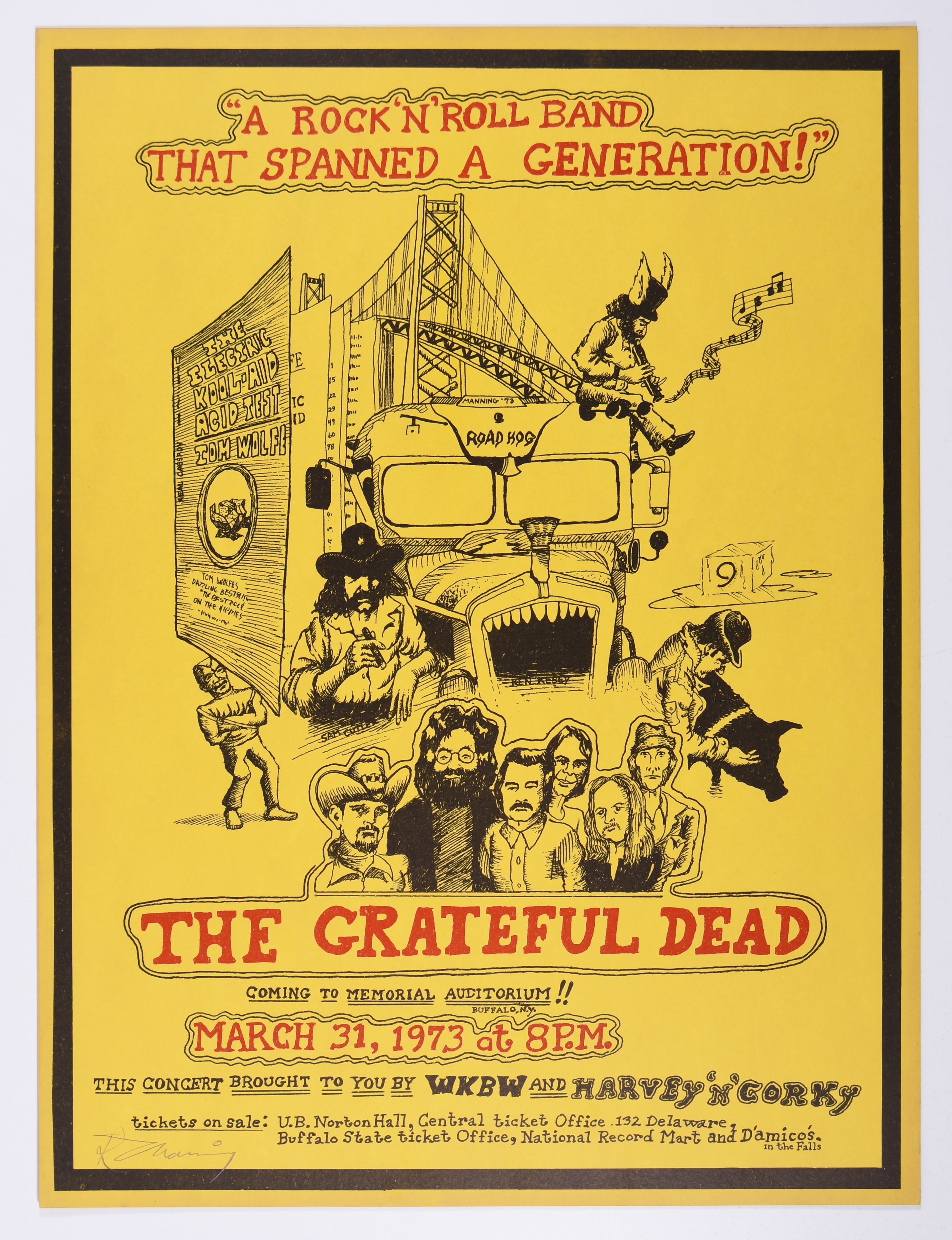 Grateful Dead War Memorial Auditorium 1973 Concert Poster