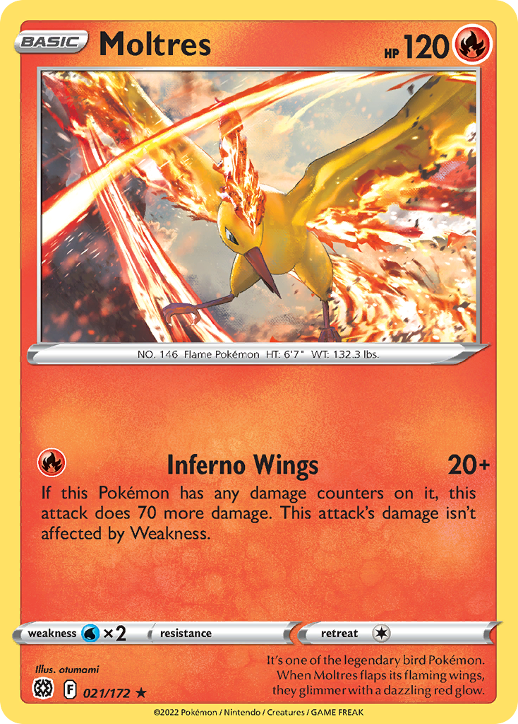 Moltres (21/172) - Brilliant Stars Pokémon Card