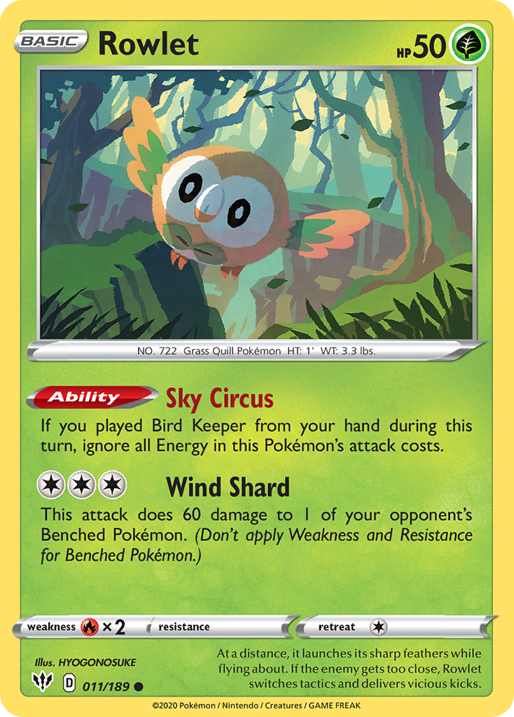 Rowlet (11/189) - Darkness Ablaze Pokémon Card