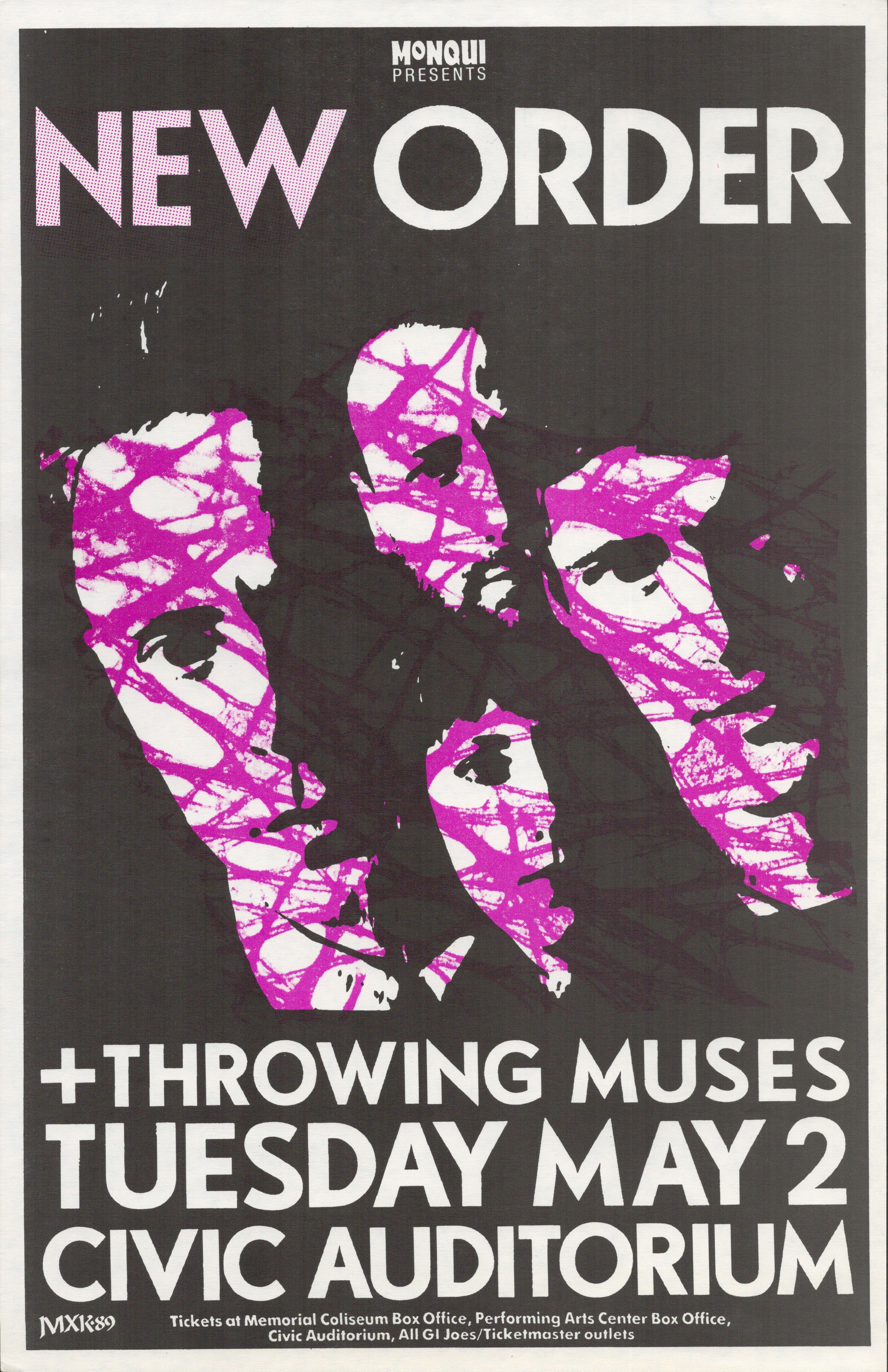 MXP-188.1 New Order & Throwing Muses Civic Auditorium 1989 Concert Poster