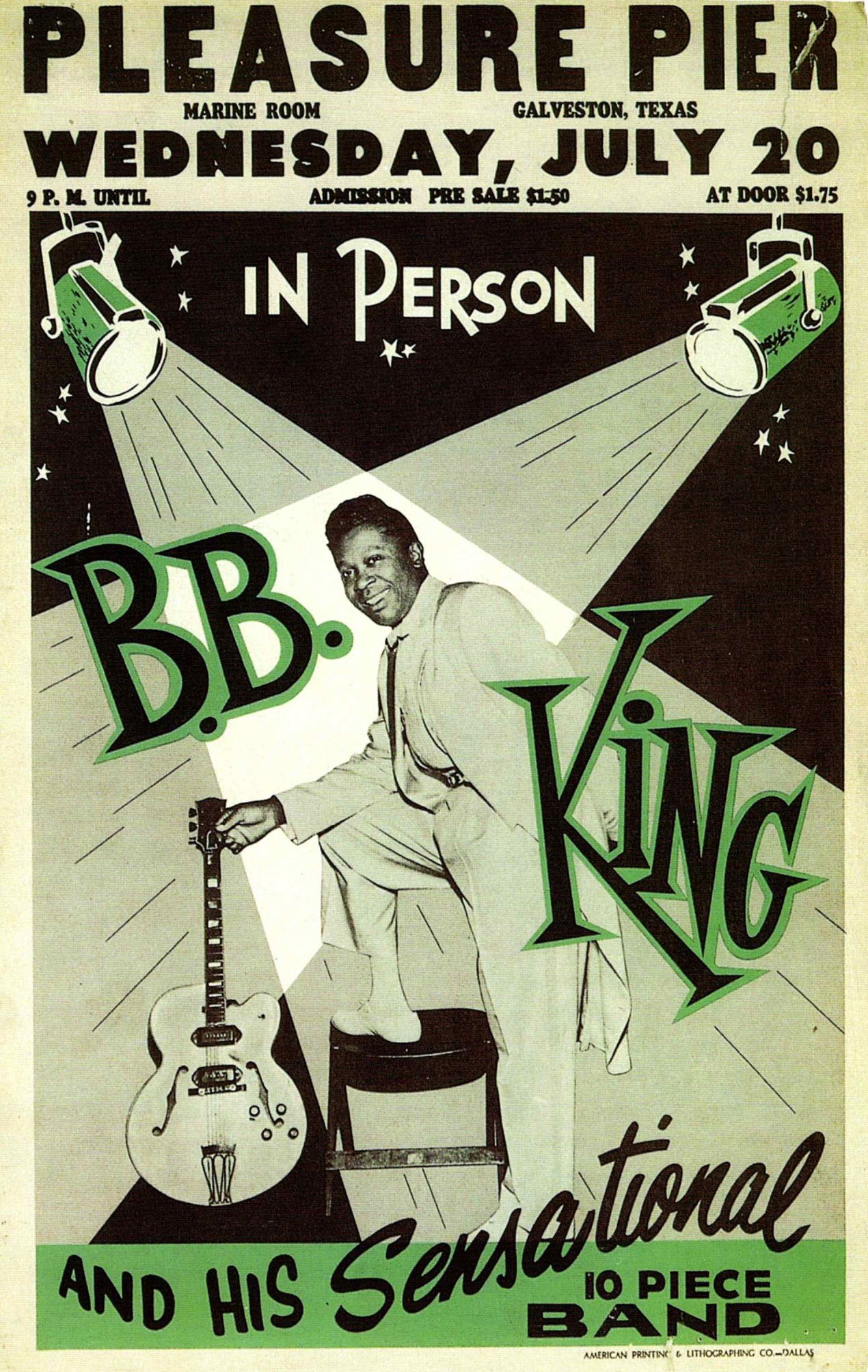 AOR-1.49 BB King Pleasure Pier 1955 Concert Poster
