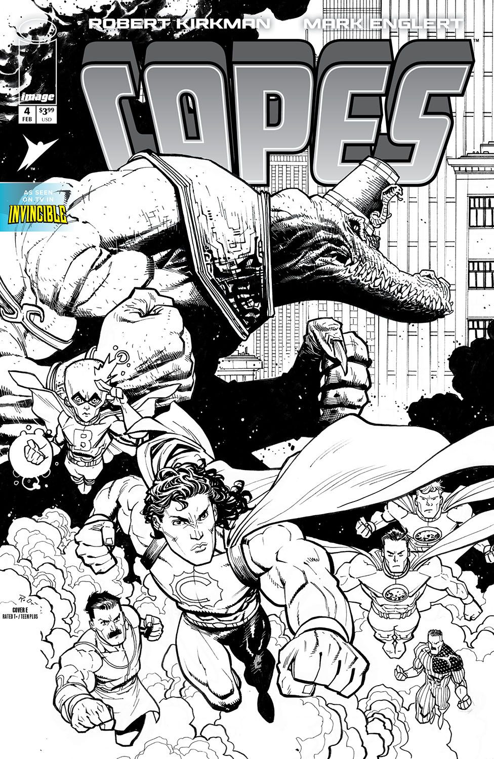 Invincible Universe Capes #4 (Cvr E Inc 1:50 Ryan Ottley B&W Variant) Comic