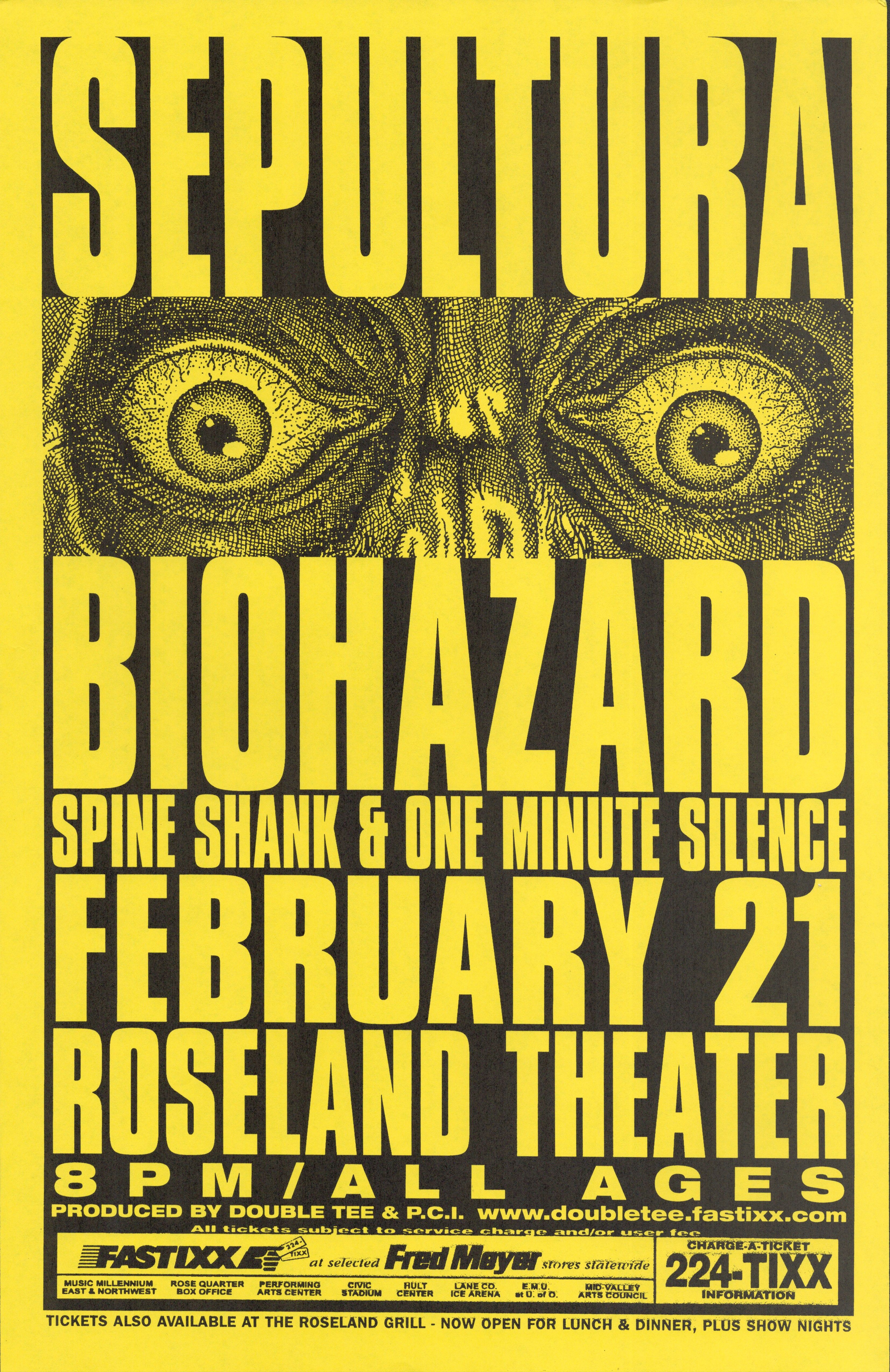 MXP-221.5 Sepultura Roseland Theater 1999 Concert Poster