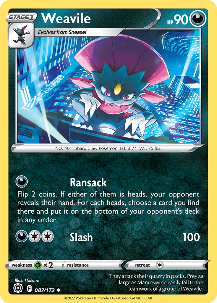 Weavile (87/172) - Brilliant Stars Pokémon Card