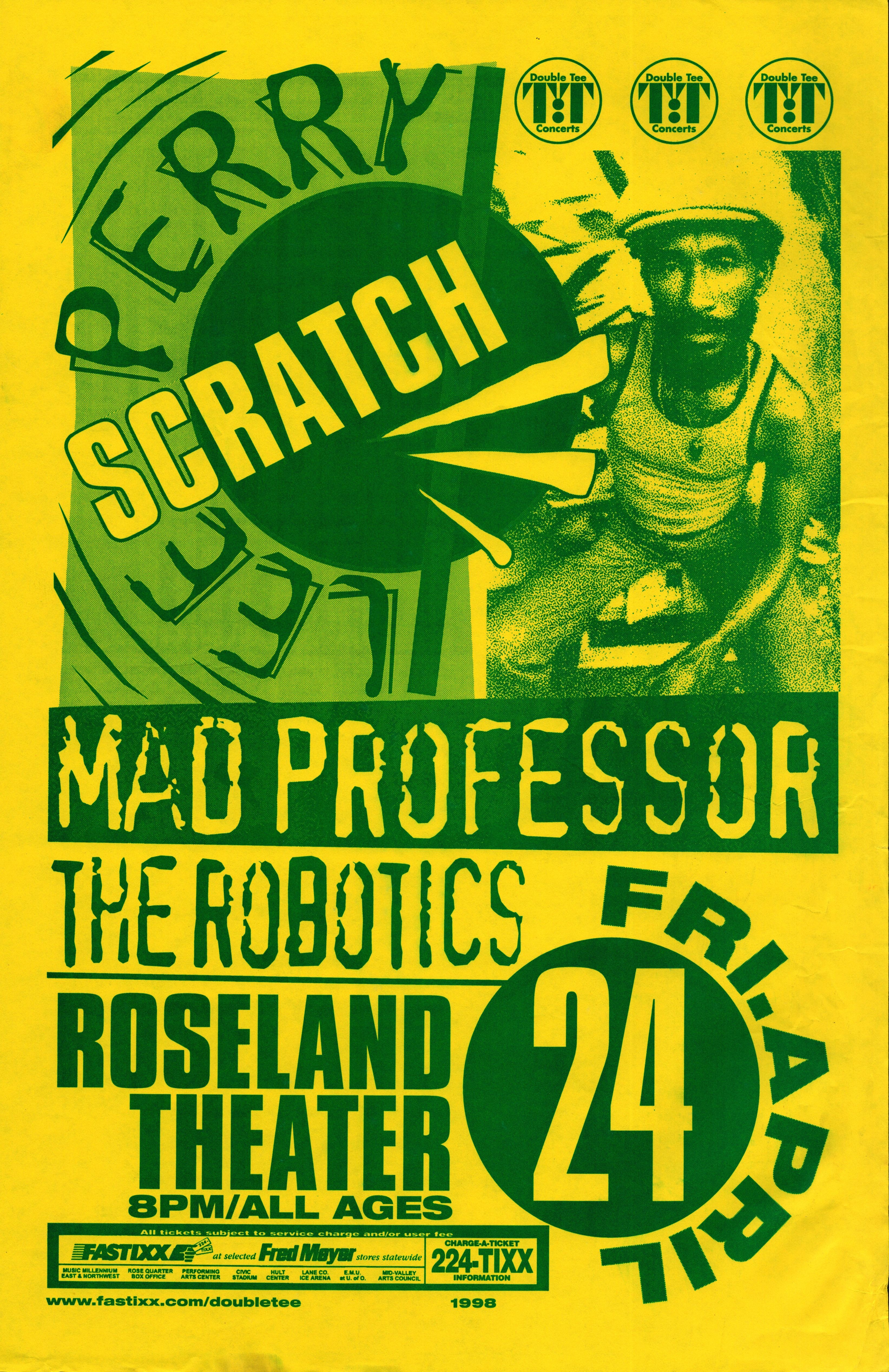 MXP-92.6 Lee Scratch Perry 1998 Roseland Theater  Apr 24 Concert Poster