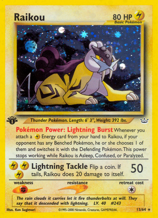 Raikou (13/64) - Neo Revelation Pokémon Card