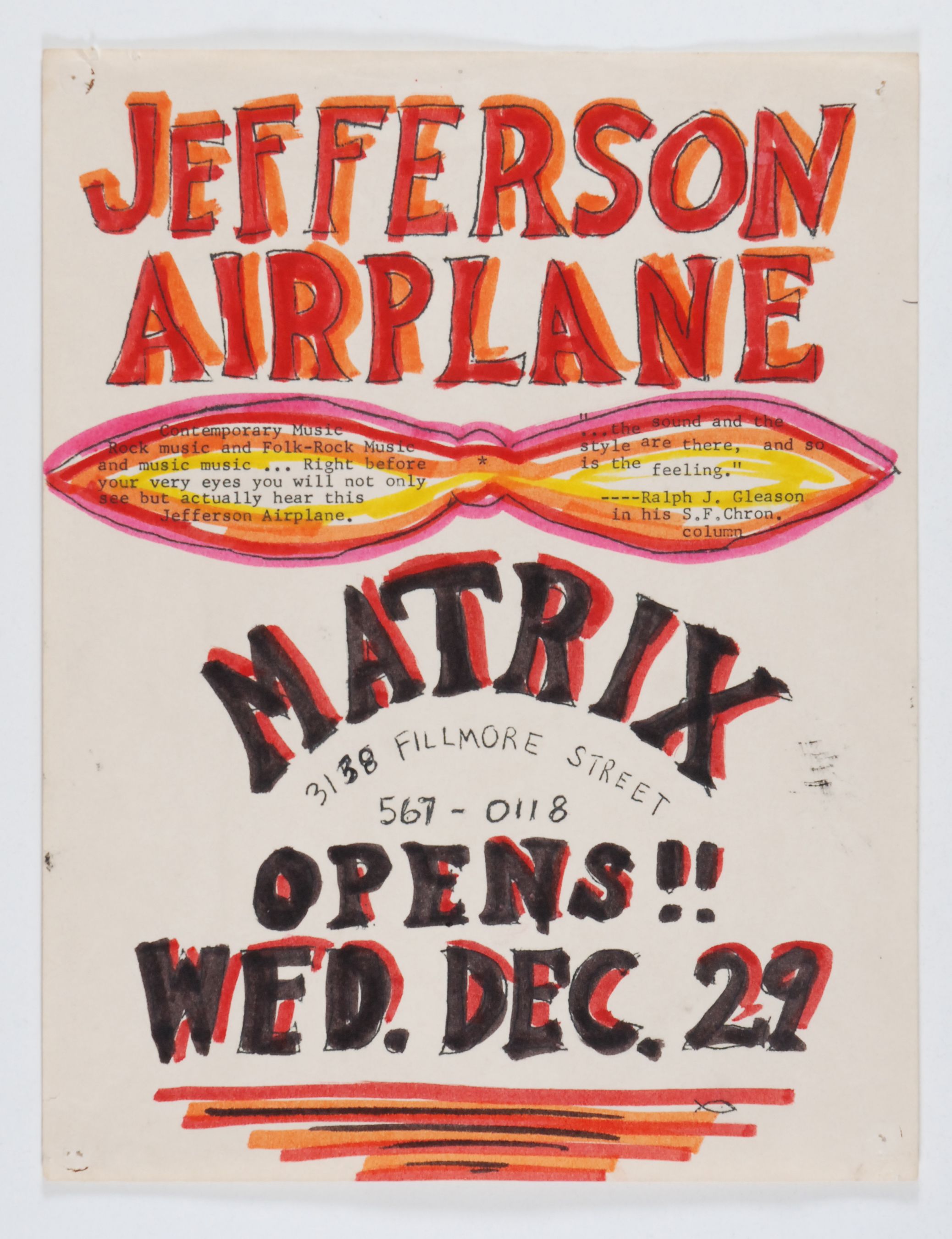1965-The Matrix-Jefferson Airplane Concert Poster