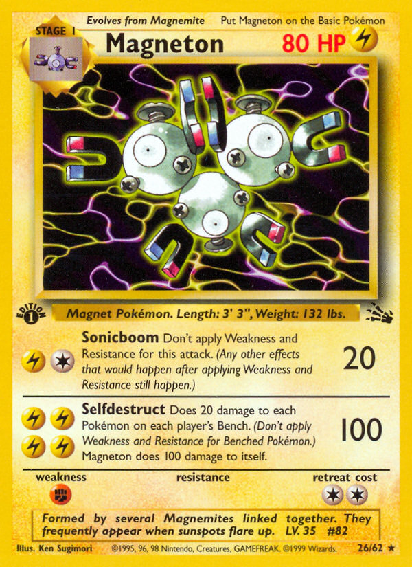 Magneton (26/62) - Fossil (1st Edition) Pokémon Card