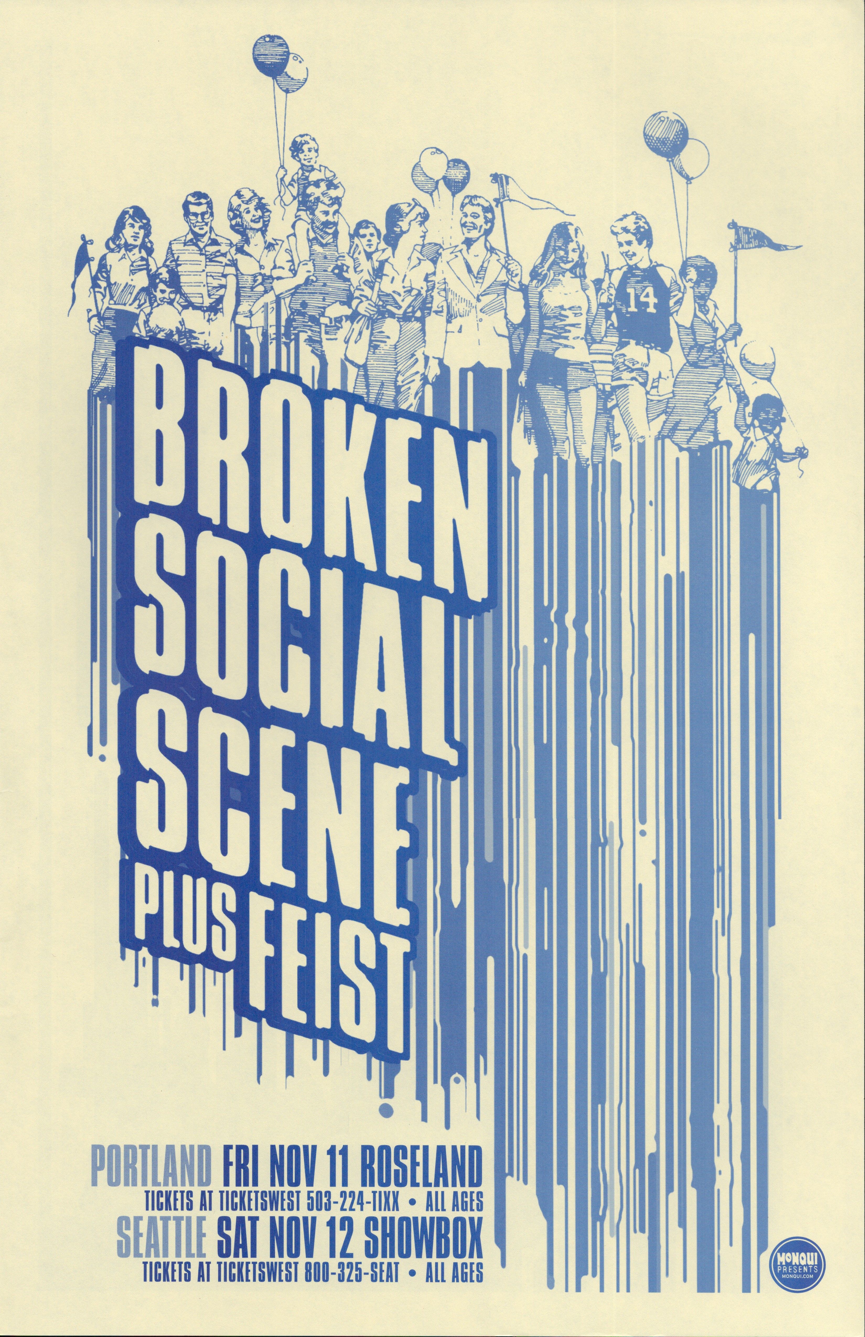 MXP-32.1 Broken Social Scene 2005 Roseland/showbox  Nov 12 Concert Poster