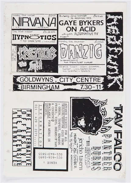 Nirvana & Danzig Multi-Date Calendar Handbill 1990 Concert Poster