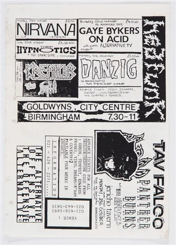 Nirvana & Danzig Multi-Date Calendar Handbill 1990