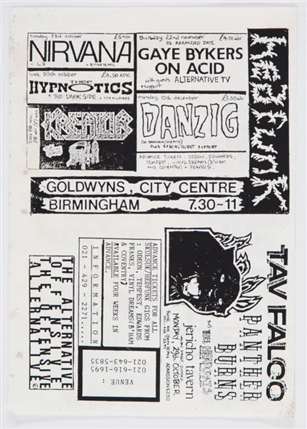 Nirvana & Danzig Multi-Date Calendar Handbill 1990 Value - GoCollect  (nirvana-danzig-multi-date-calendar-1990 )