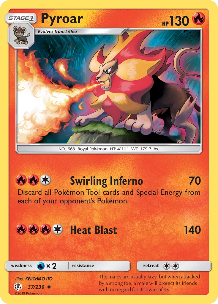 Pyroar (37/236) - Cosmic Eclipse Pokémon Card