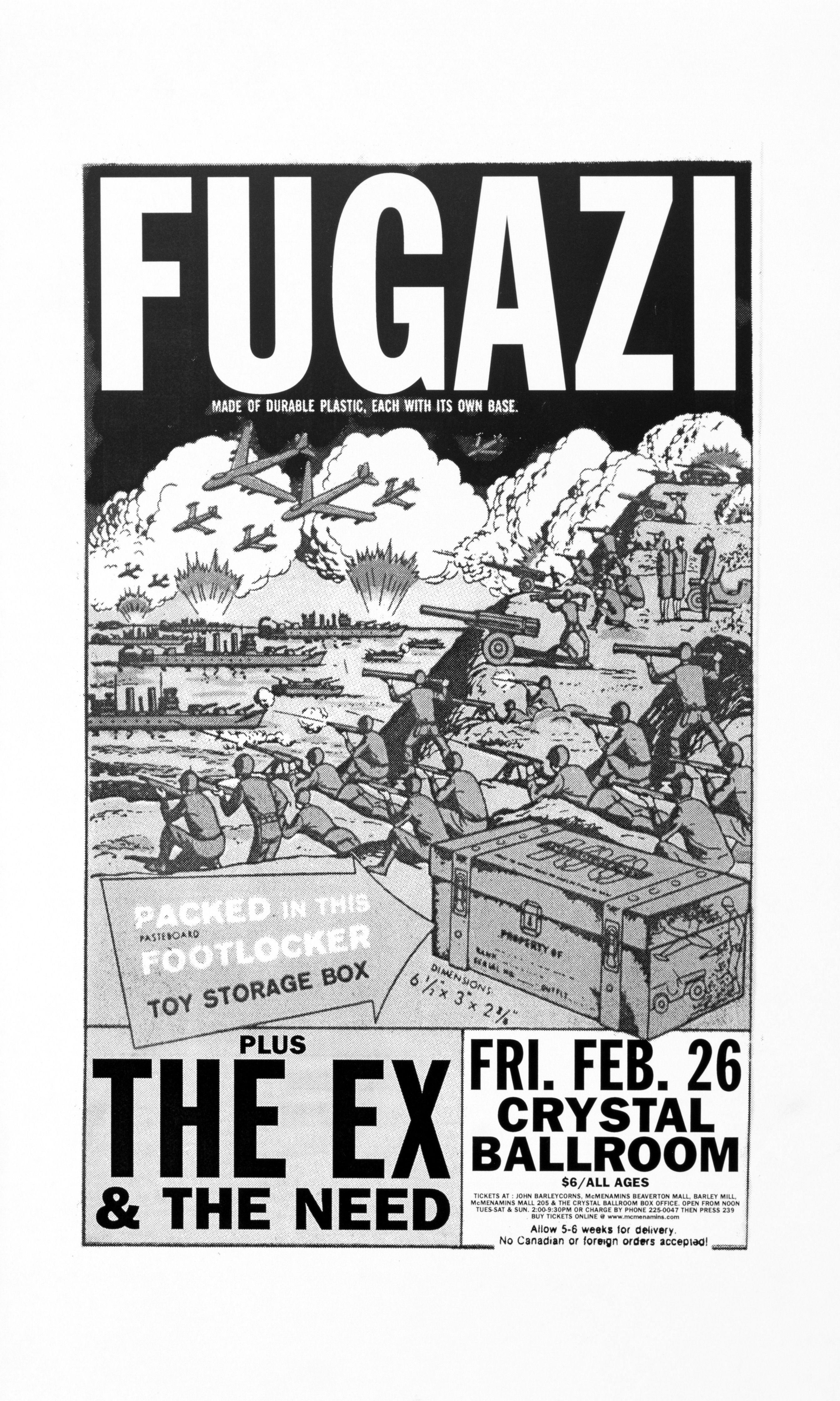 MXP-62.1 Fugazi 1999 Crystal Ballroom  Feb 26 Concert Poster