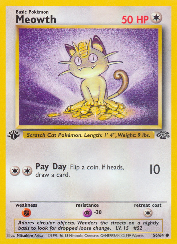 Meowth (56/64) - Jungle (1st Edition) Pokémon Card