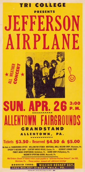 Jefferson Airplane Allentown Fairgrounds 1970 Concert Poster