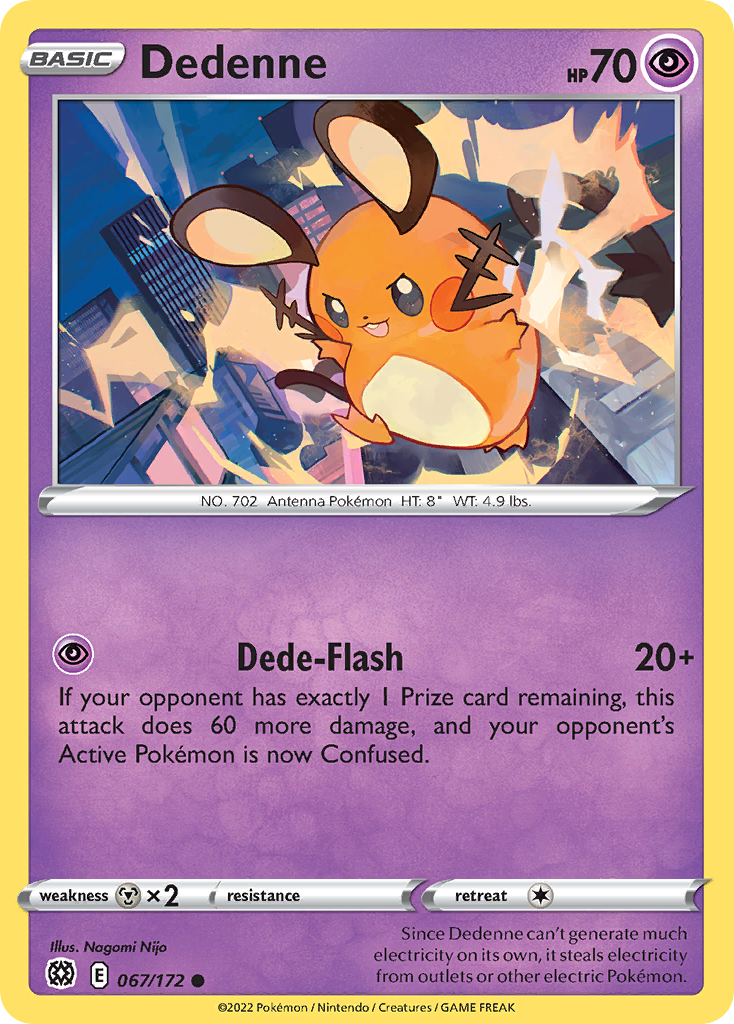 Dedenne (67/172) - Brilliant Stars Pokémon Card