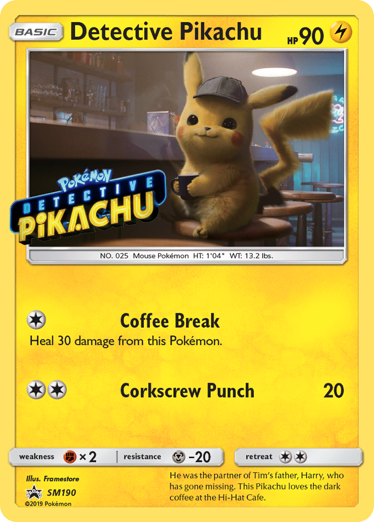 Detective Pikachu (SM190) - SM Black Star Promos Pokémon Card