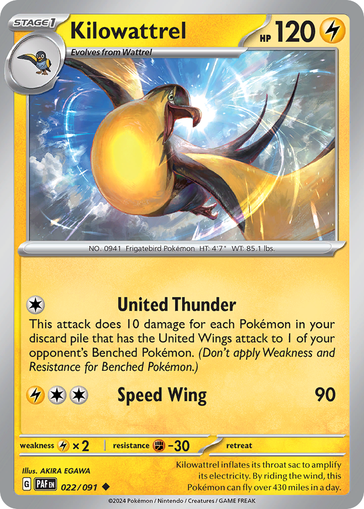 Kilowattrel (22/91) - Paldean Fates Pokémon Card