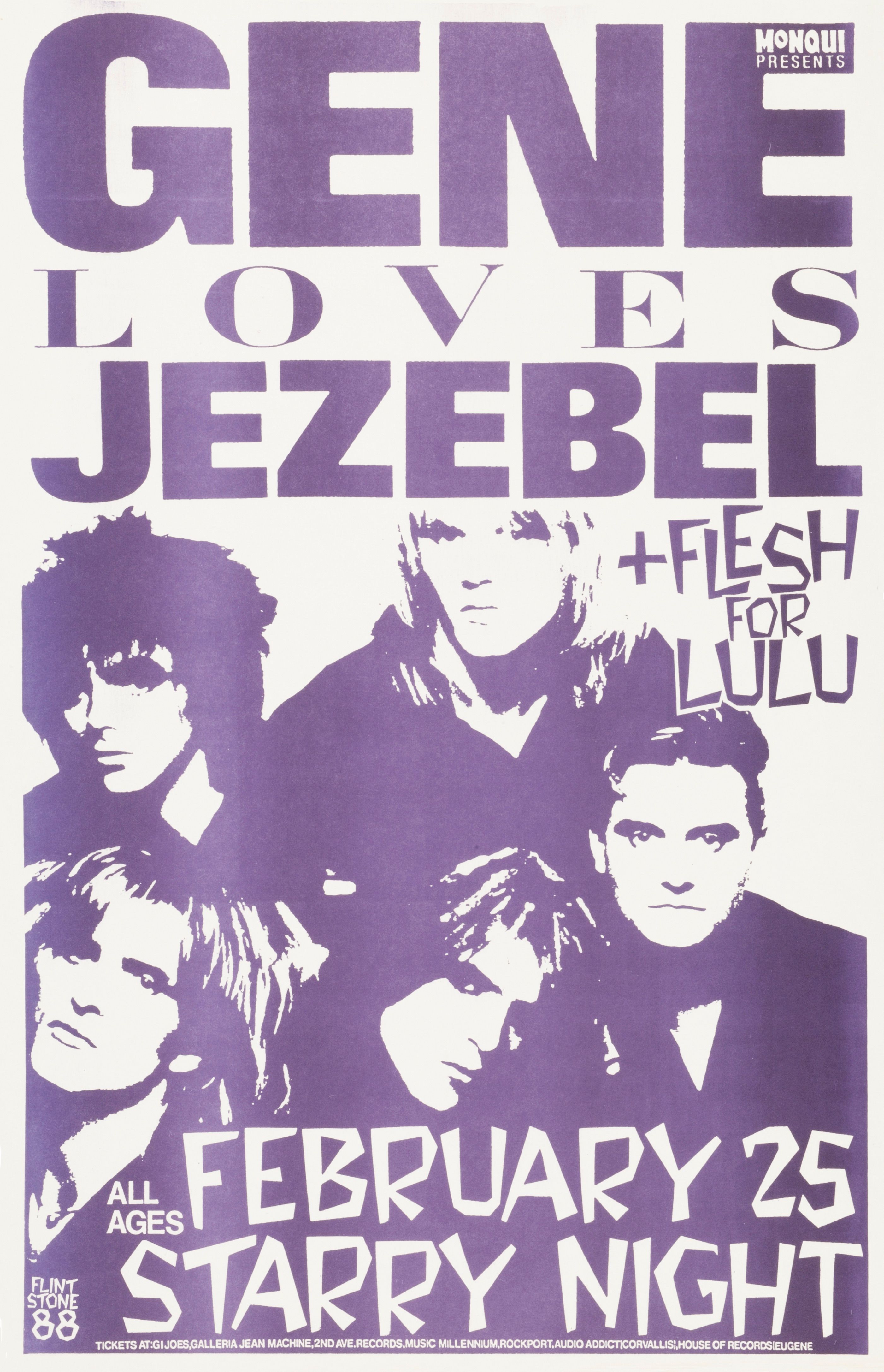 MXP-105.6 Gene Loves Jezebel Starry Night 1988 Concert Poster