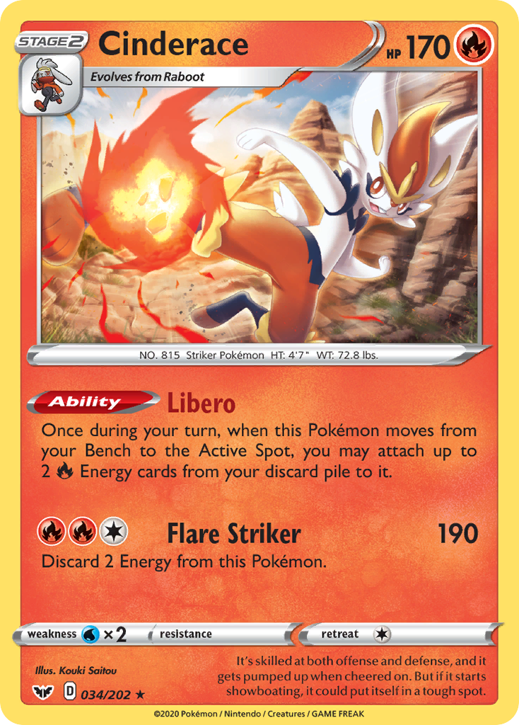 Cinderace (34/202) - Sword & Shield Pokémon Card