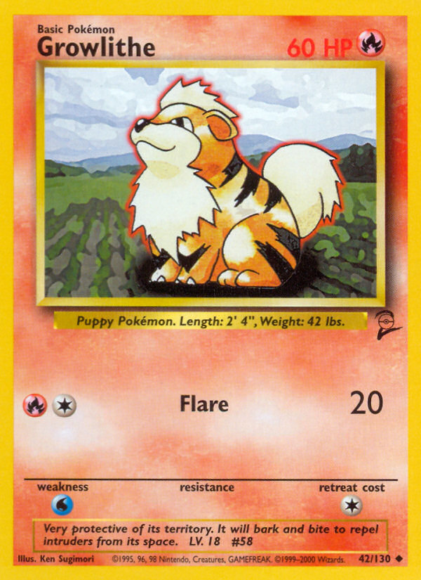 Growlithe (42/130) - Base Set 2 Pokémon Card