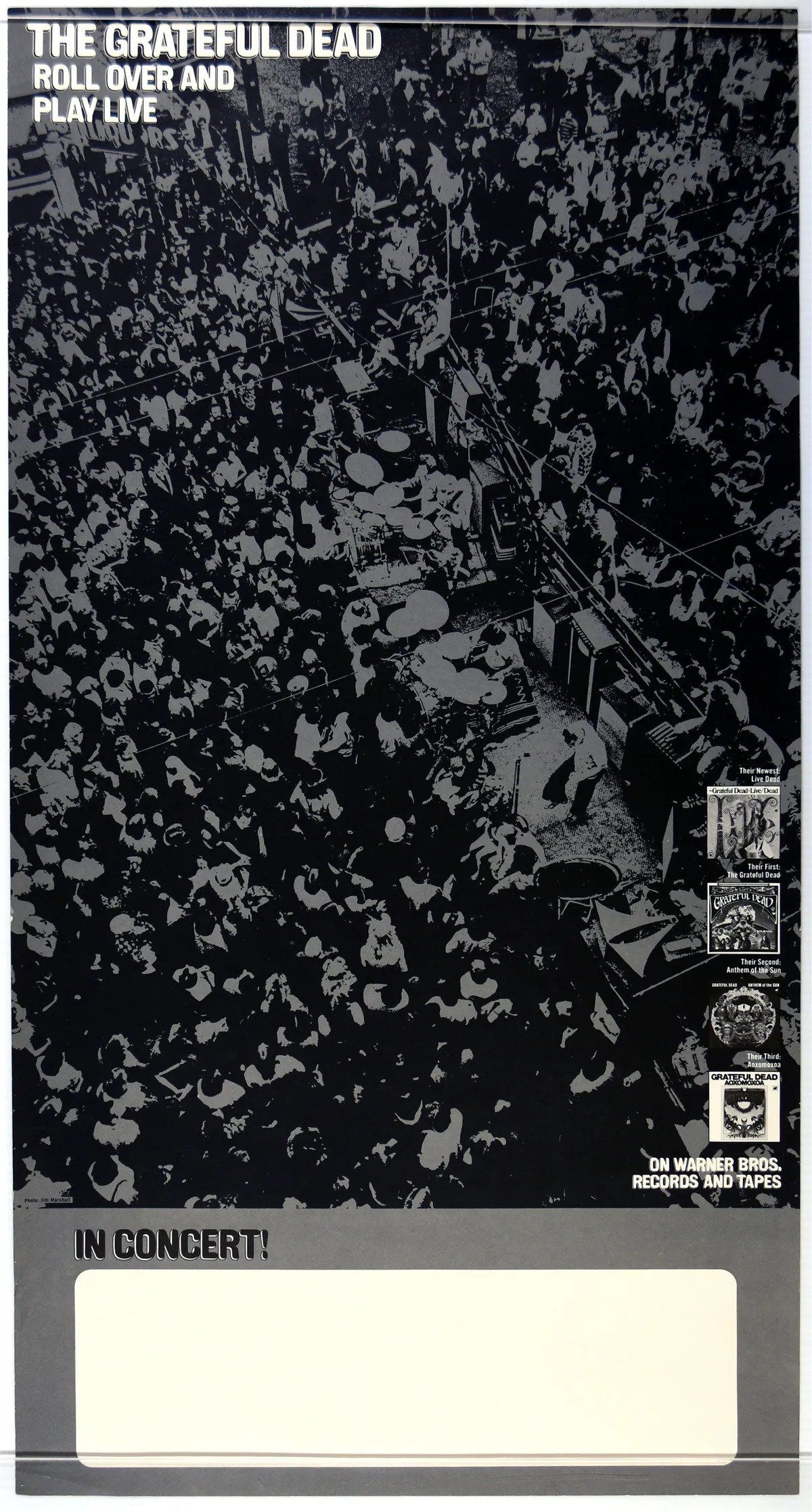 Grateful Dead Warner Brothers Promotional Poster 1969 Concert Poster