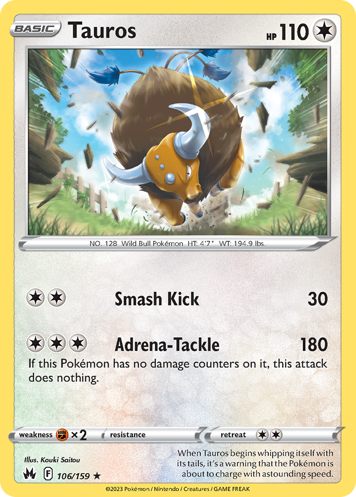 Tauros (106/159) - Crown Zenith Pokémon Card