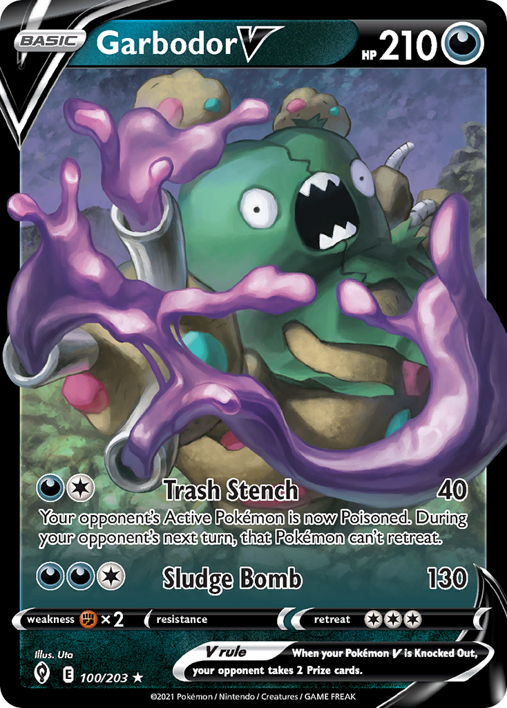 Garbodor V (100/203) - Evolving Skies Pokémon Card