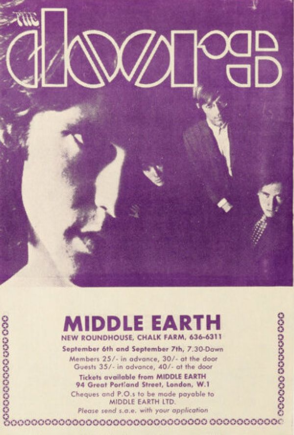 The Doors Middle Earth HANDBILL 1968