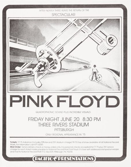 Pink Floyd Three Rivers Stadium 1975 Concert Poster