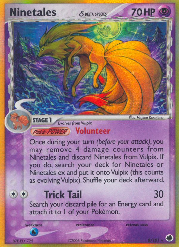 Ninetales δ (8/101) - Dragon Frontiers Pokémon Card