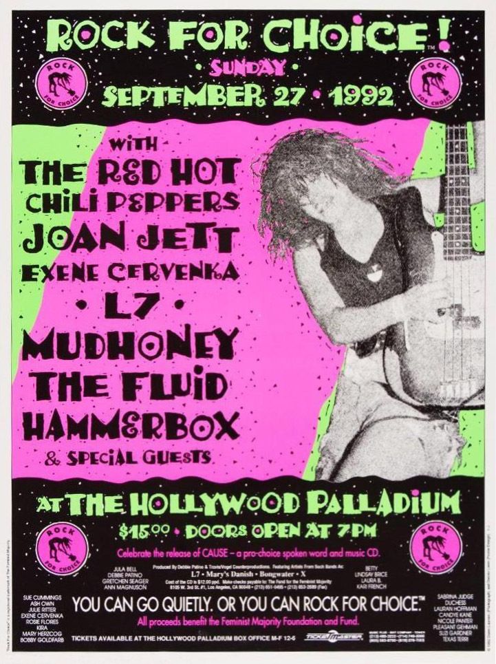 Red Hot Chili Peppers & Joan Jett Rock For Choice 1992 Concert Poster