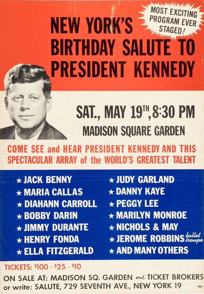 John F Kennedy Birthday Event Madison Square Garden 1962 Concert Poster