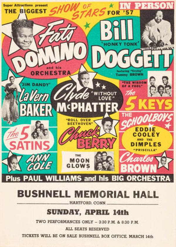 Fats Domino & Chuck Berry Bushnell Memorial Hall Handbill 1957