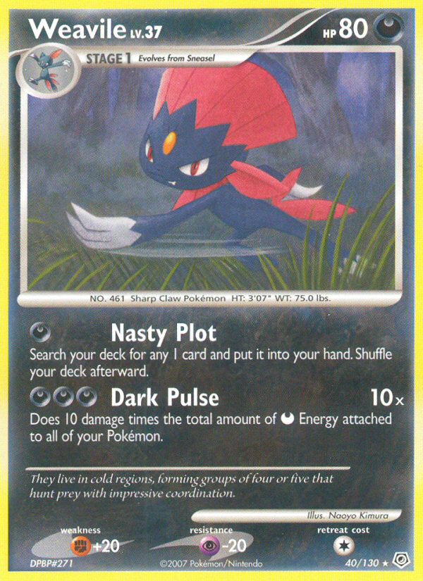 Weavile (40/130) - Diamond & Pearl Pokémon Card