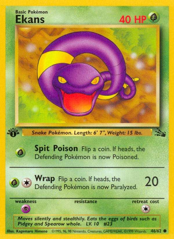 Ekans (46/62) - Fossil (1st Edition) Pokémon Card