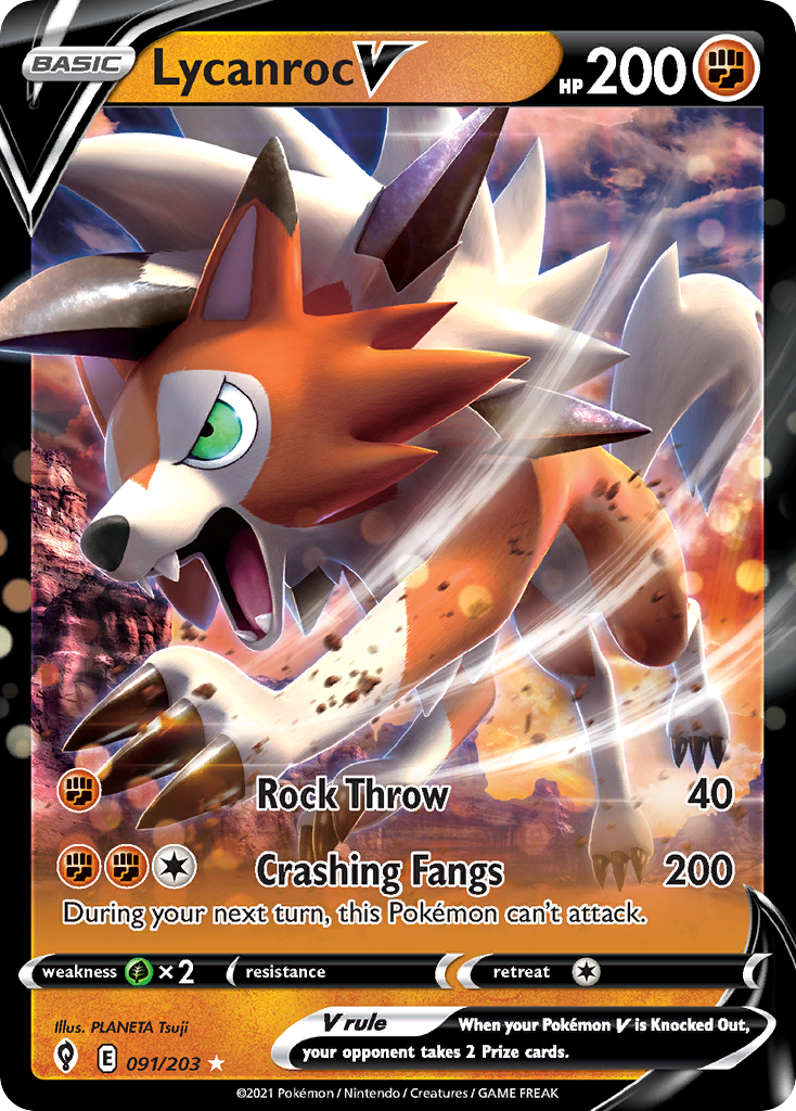 Lycanroc V (91/203) - Evolving Skies Pokémon Card