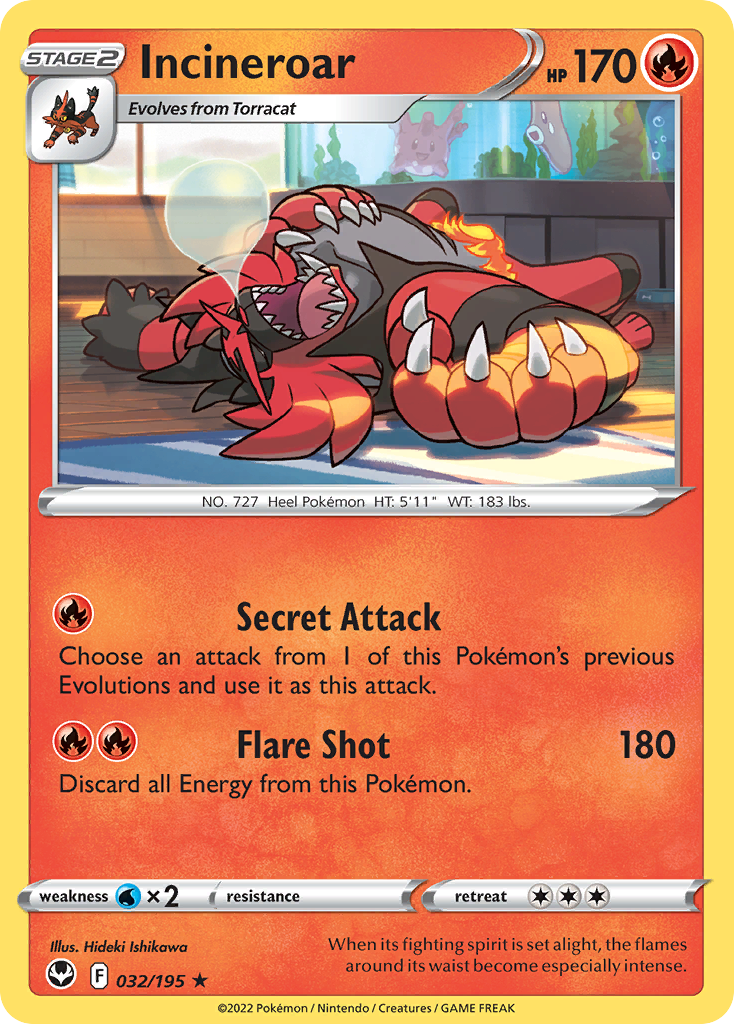 Incineroar (32/195) - Silver Tempest Pokémon Card