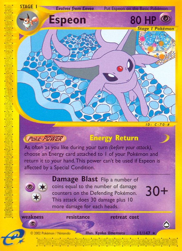 Espeon (11/147) - Aquapolis Pokémon Card