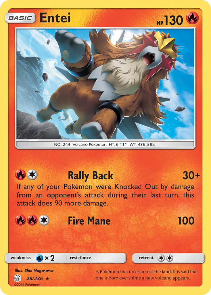 Entei (28/236) - Cosmic Eclipse Pokémon Card