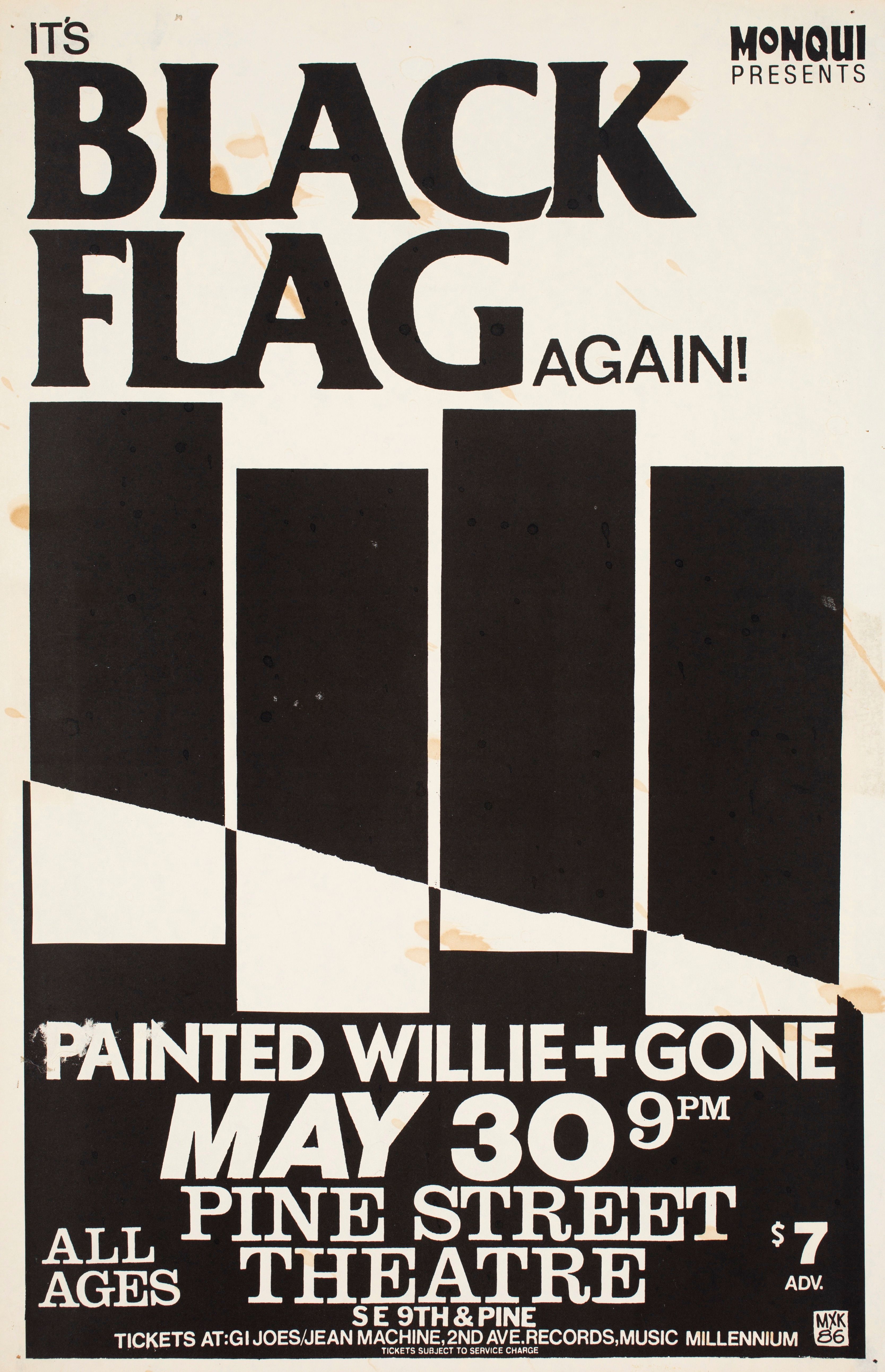 MXP-12.1 Black Flag Pine Street Theatre 1986 Concert Poster