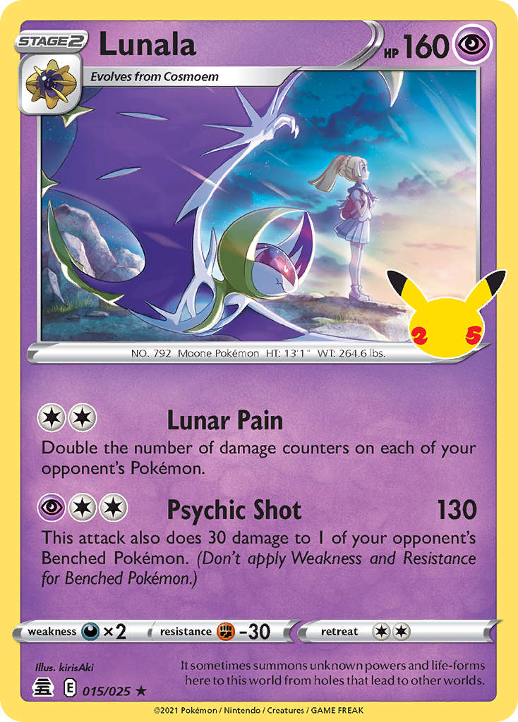 Lunala (15/25) - Celebrations Pokémon Card