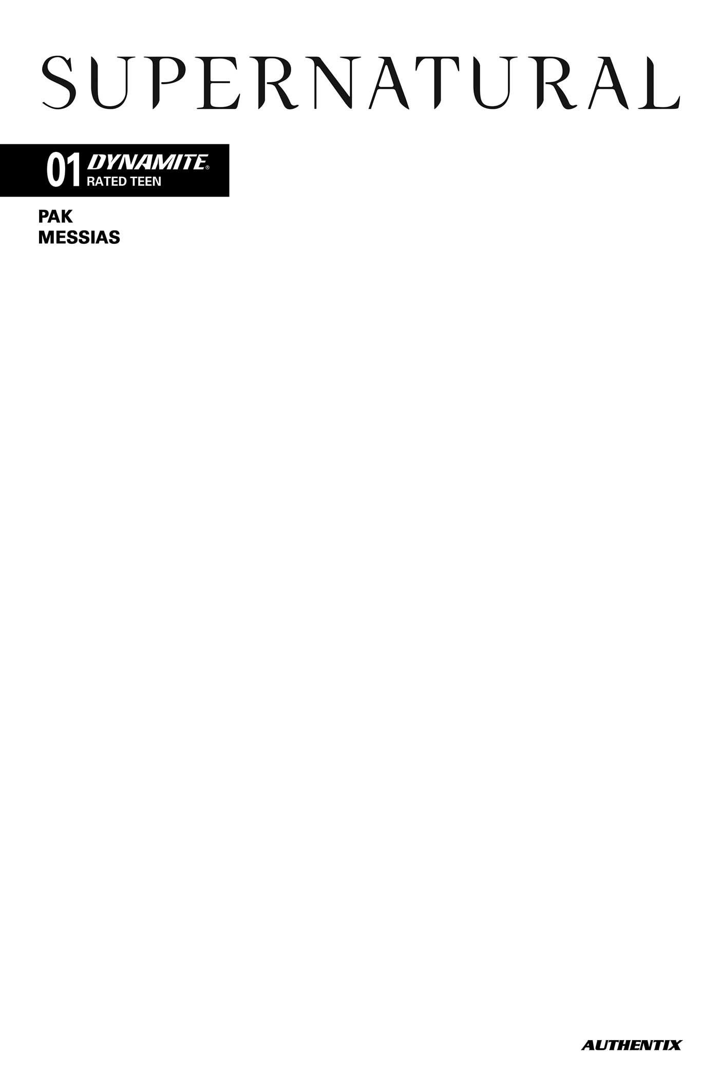 Supernatural #1 (Cvr G Blank Authentix Variant) Comic
