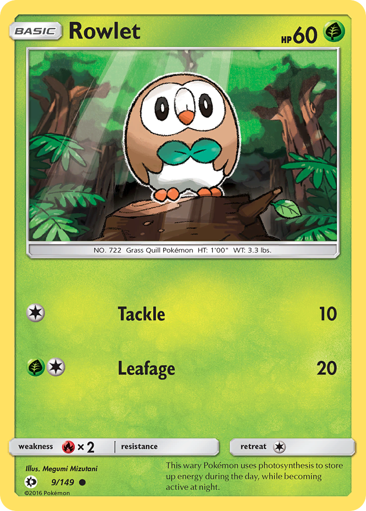 Rowlet (9/149) - Sun & Moon Pokémon Card