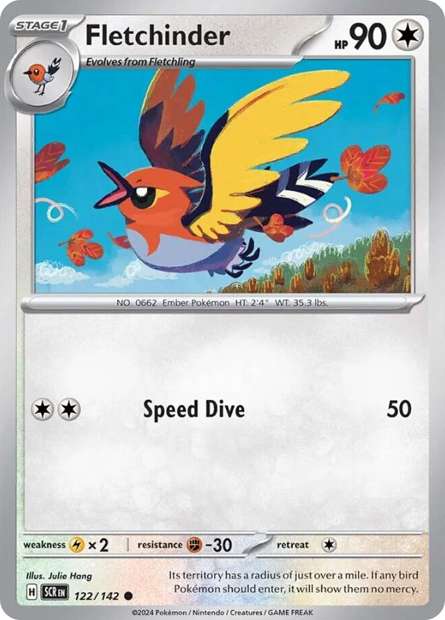 Fletchinder (122/142) - Stellar Crown Pokémon Card