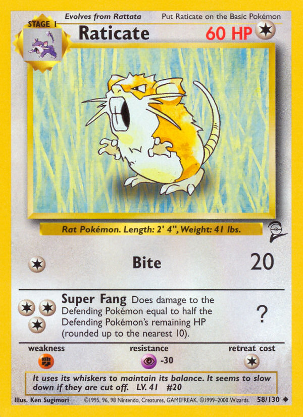 Raticate (58/130) - Base Set 2 Pokémon Card