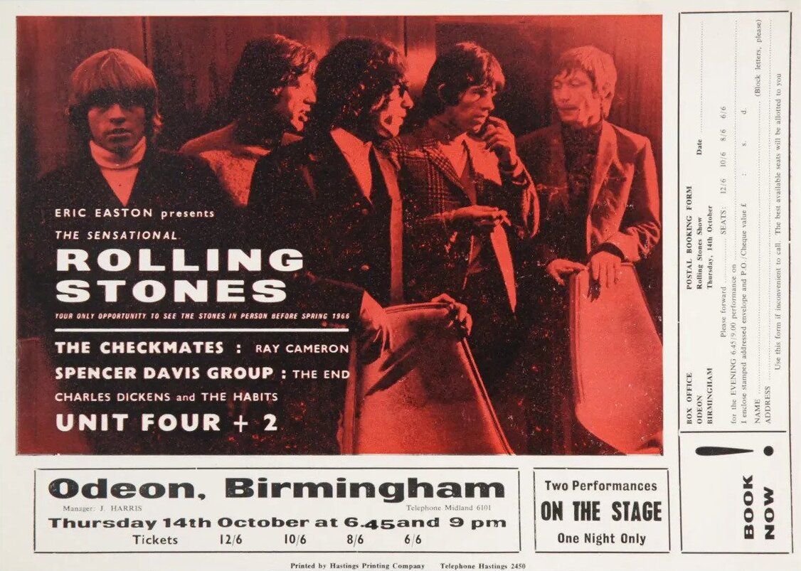 The Rolling Stones Birmingham Odeon Theatre 1965 Concert Poster